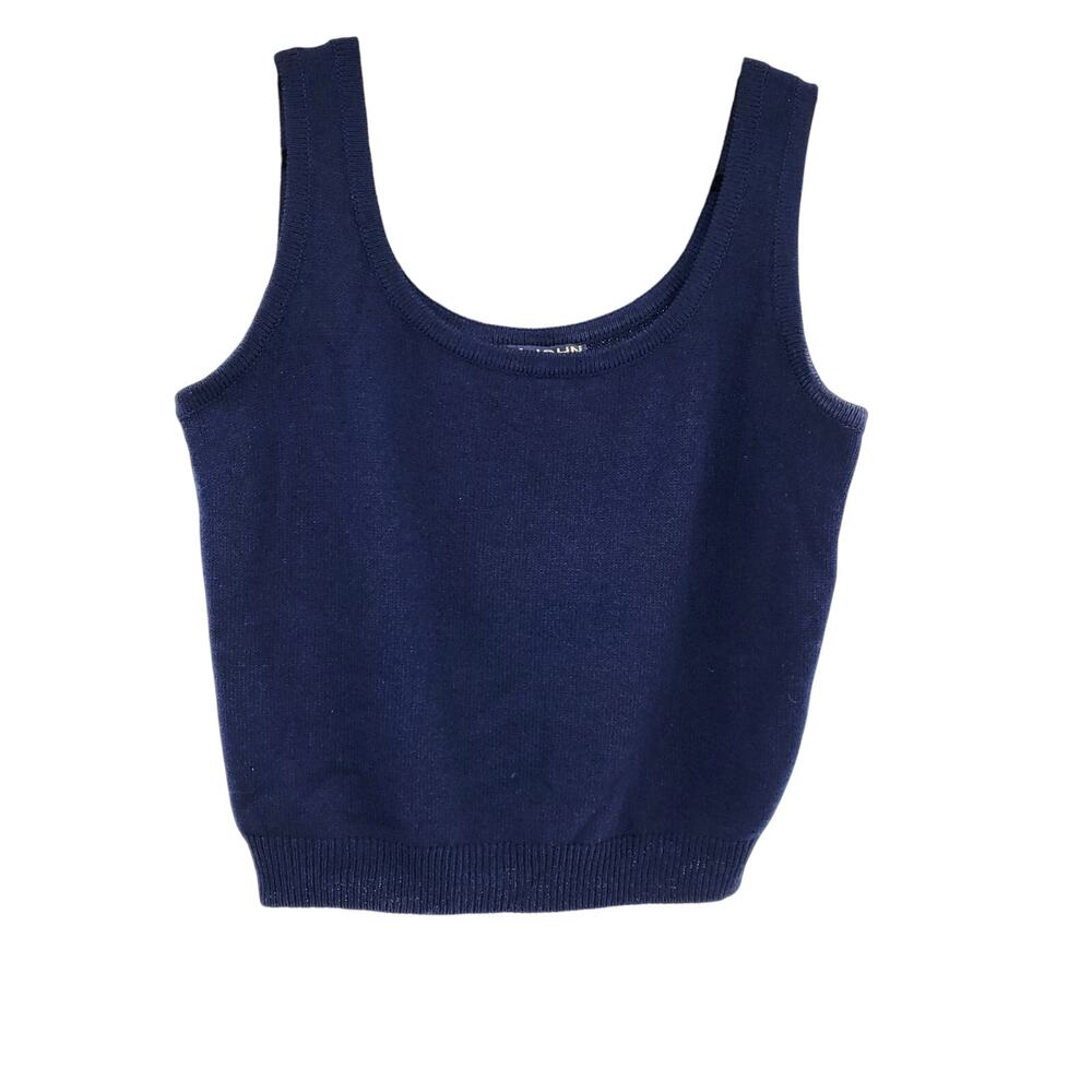 Vintage St. John Basics Navy Blue Knit Thick Strap Tank Top Women's Size M